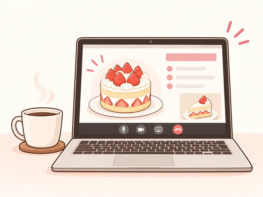 オンラインで説明を受けるイラスト