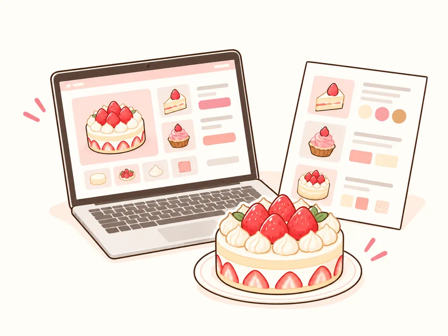 商品と価格をうかがうイラスト
