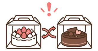 ケーキの箱の取り違えのイラスト